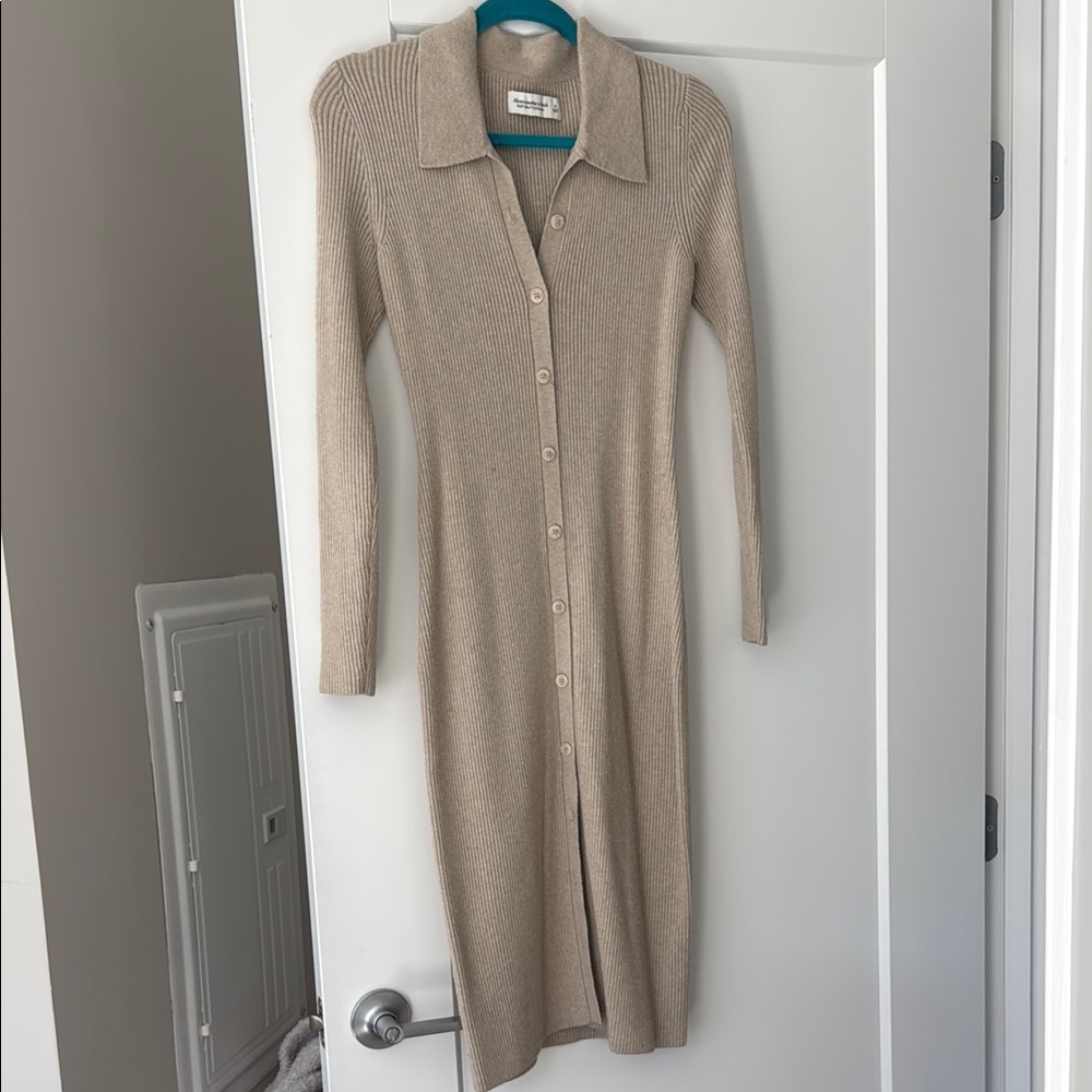 Abercrombie Tan Ribbed Knit Dress
